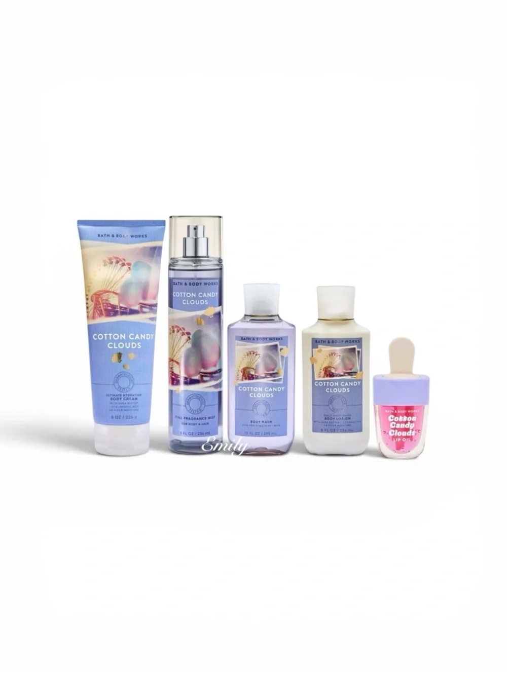 Bath & Body Works COTTON CANDY CLOUD 5 Piece Body Care Gift Set Bundle